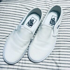 Vans White Slip-On Shoes. Size 7.5